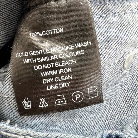 Maniere De Voir 10 Cargo Jeans Washed Blue Baggy Denim Multi Pockets 90s Fit NWT - Picture 7 of 7